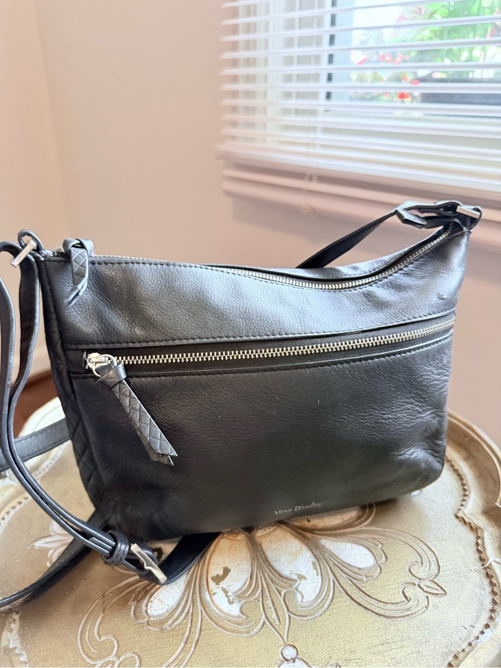 Vera Bradley Black Leather Shoulder Crossbody